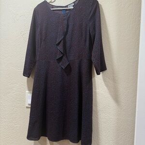 DKNY work dress size 10 red navy black geometric animal print